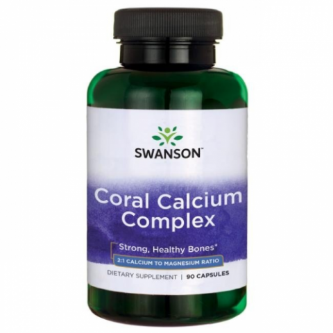 Koraļļu kalcijs ar D vitamīnu un magnija Coral Calcium Complex, Swanson, 375 mg, 90 kapsulas