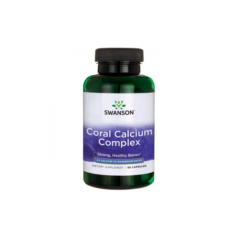 Koraļļu kalcijs ar D vitamīnu un magnija Coral Calcium Complex, Swanson, 375 mg, 90 kapsulas