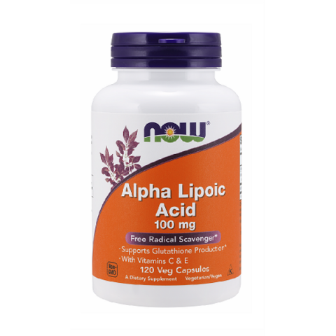 Пищевая добавка Альфа-липоевая кислота, NOW, 100 мг, 120 капсул