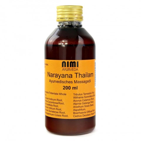 Relaksējoša ķermeņa masāžas eļļa Narayana Thailam, Nimi Ayurveda, 200 ml