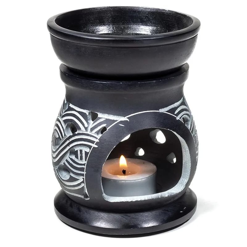 Oil burner Celtic Knot black soapstone