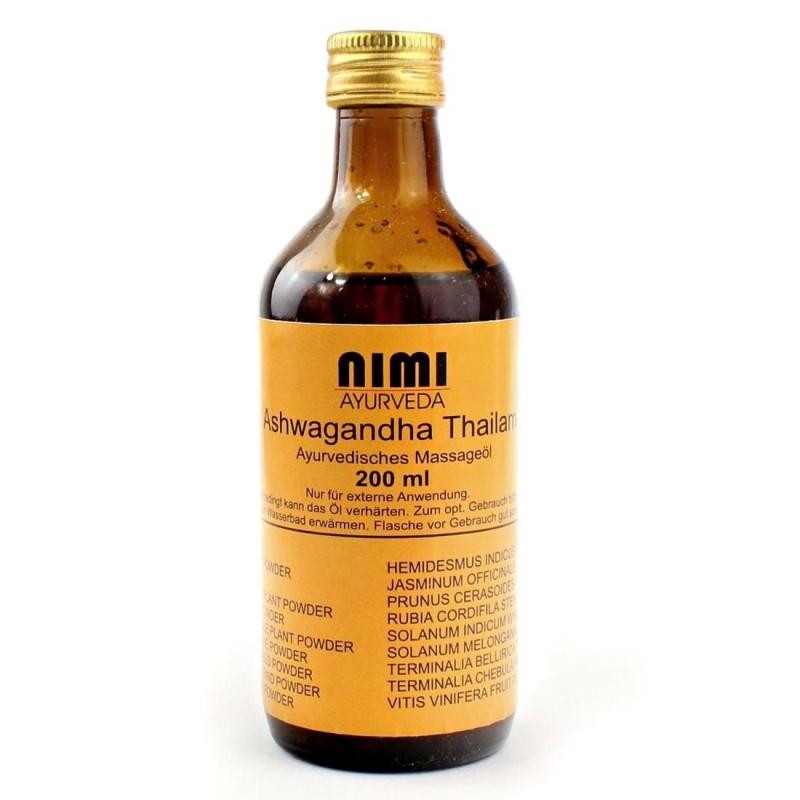 Masāžas eļļa Ashwagandha Thailam, Nimi Ayurveda, 200ml