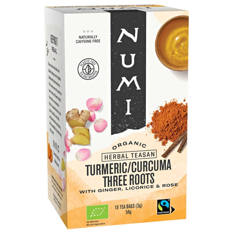 Куркума чай Three Roots, органическая, Numi Tea, 18 пакетиков