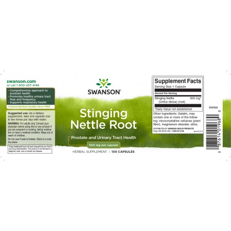 Корень крапивы двудомной Stinging Nettle Root, Swanson, 500 мг, 100 капсул