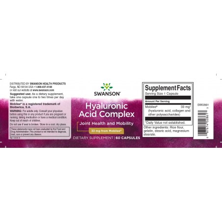 Гиалуроновая кислота и коллаген, Swanson, 33 мг, 60 капсул