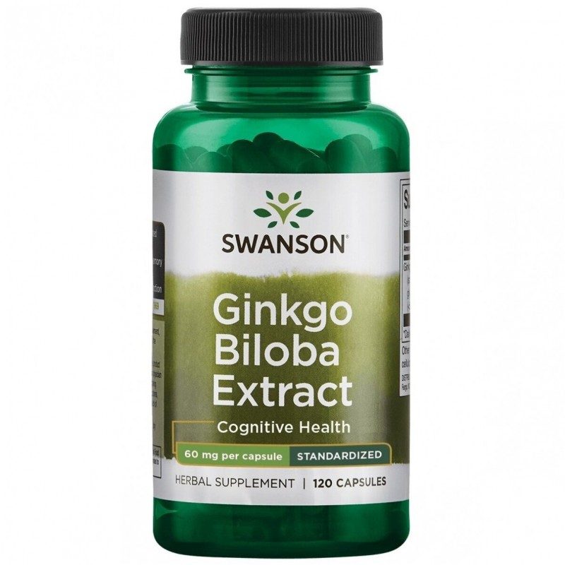 Standartizēts ekstrakts Ginkgo Biloba, Swanson, 60mg, 120 kapsulas