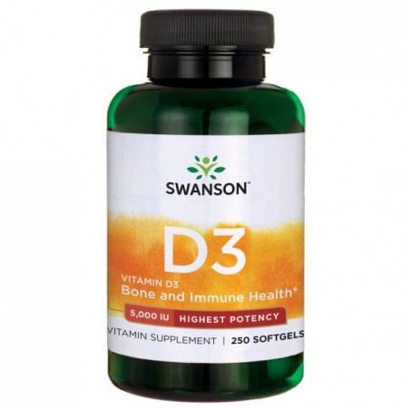 Vitamin D3 5000TV, Swanson, 125mcg, 250 capsules