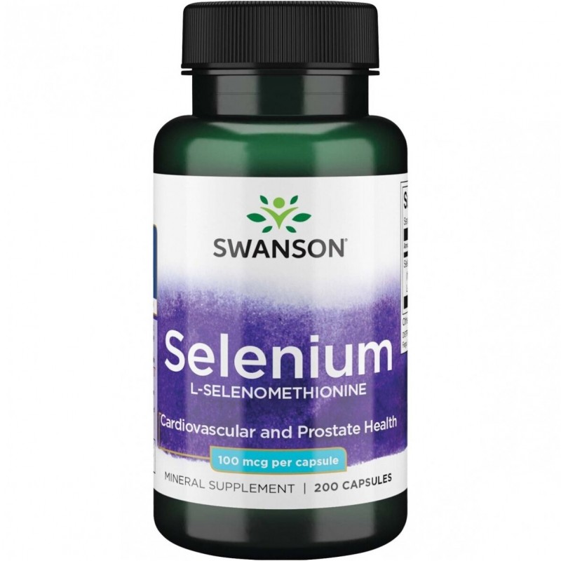 Selenium L-селенометионин, Swanson, 100 мкг, 200 капсул