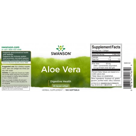 Экстракт Aloe Vera, Swanson, 25 мкг, 100 капсул