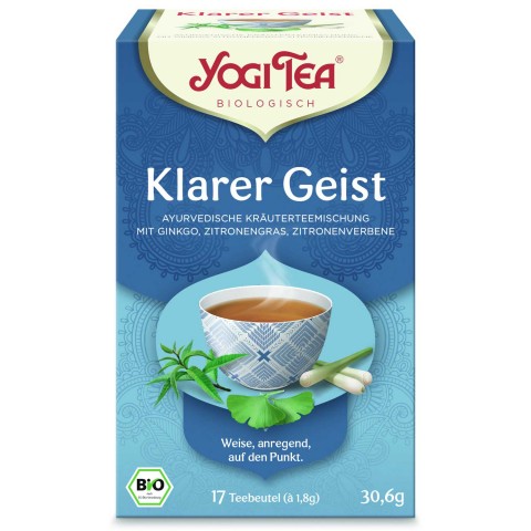 Garšvielu tēja Ginkgo Klarer Geist, Yogi Tea, organiska, 17 maisiņi