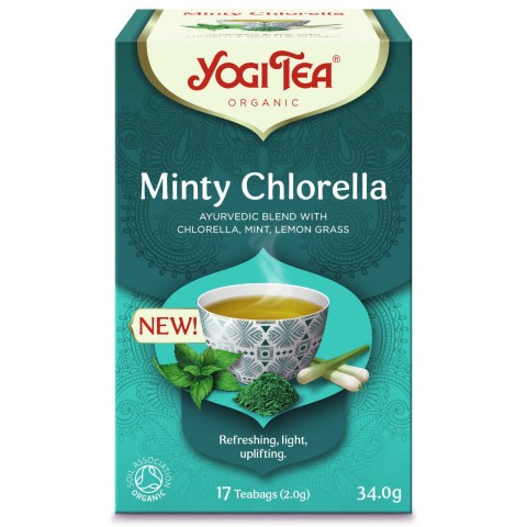 Zāļu tēja ar piparmētru un hlorellu Minty Chlorella, Yogi Tea, organiska, 17 maisiņi