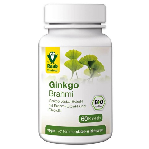 Uztura bagātinātājs Ginkgo-Brahmi & Chlorella, Raab Vitalfood, 60 kapsulas