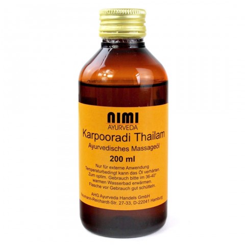 Relaksējoša ķermeņa masāžas eļļa Karpooradi Thailam (Keram), Nimi Ayurveda, 200 ml