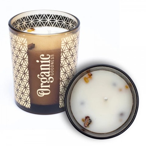 Aromātiskā sojas vaska svece Frankincense & Myrrh, Organic Goodness