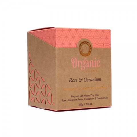Aromātiskā sojas vaska svece Rose & Geranium, Organic Goodness