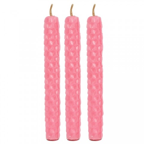 Pink beeswax Spell candles Blessed Bee, 6 pcs.