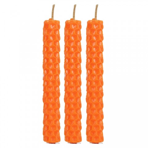 Orange beeswax Spell candles Blessed Bee, 6 pcs.