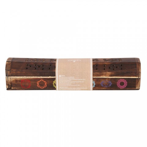 Incense set in a wooden holder-box Chakra