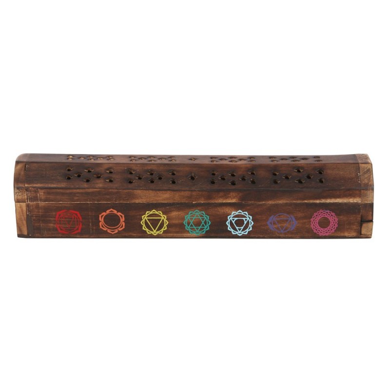 Incense set in a wooden holder-box Chakra