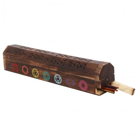 Incense set in a wooden holder-box Chakra