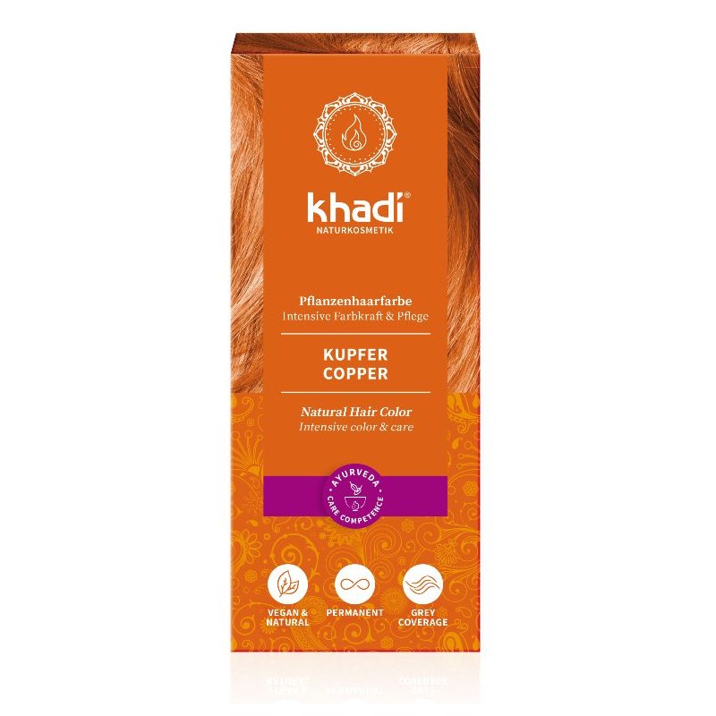 Herbal golden copper hair dye Copper, Khadi Naturprodukte, 100g Herbal golden copper hair dye Copper, Khadi Naturprodukte, 100g