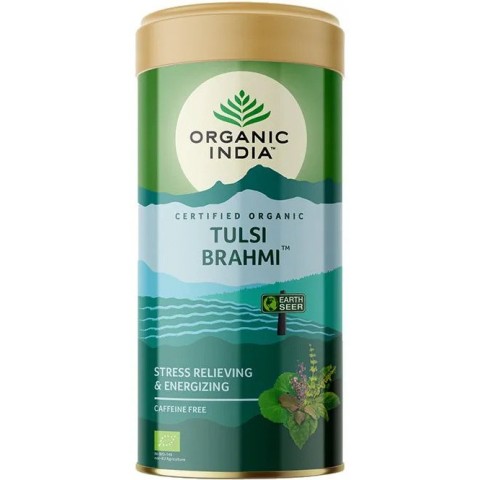 Ājurvēdas tēja Tulsi Brahmi, irdena, Organic India, 100g