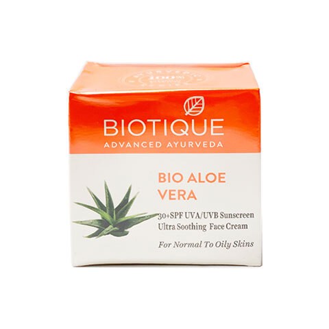 Солнцезащитный крем для лица для нормальной и жирной кожи Bio Aloe Vera, Biotique, 50г