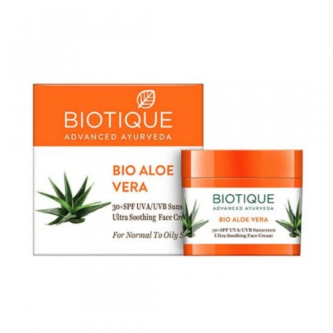 Face sunscreen for normal and oily skin Bio Aloe Vera, Biotique, 50g