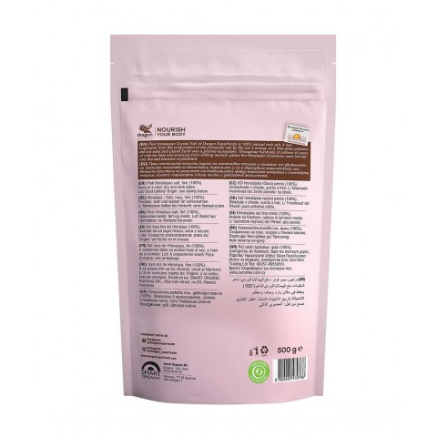 Rozā Himalaju akmens sāls, smalka, organiska, Dragon Superfood, 500g