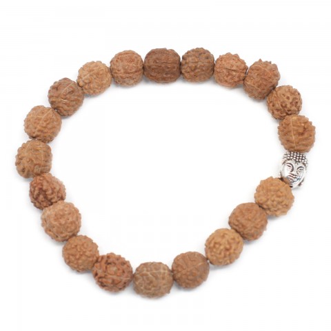 Elastic brown bracelet Buddha Bangle, light brown, 1cm