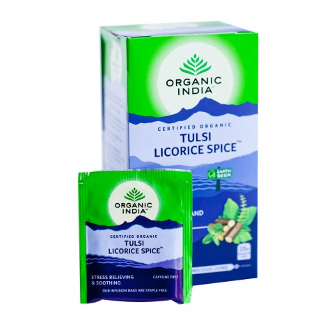 Ājurvēdas tējas Tulsi lakricas garšviela, Organic India, 25 paciņas
