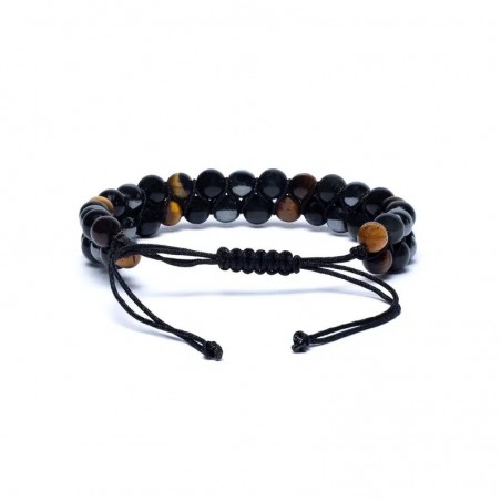 Bracelet hematite/ obsidian/ tiger eye, adjustable, 6mm