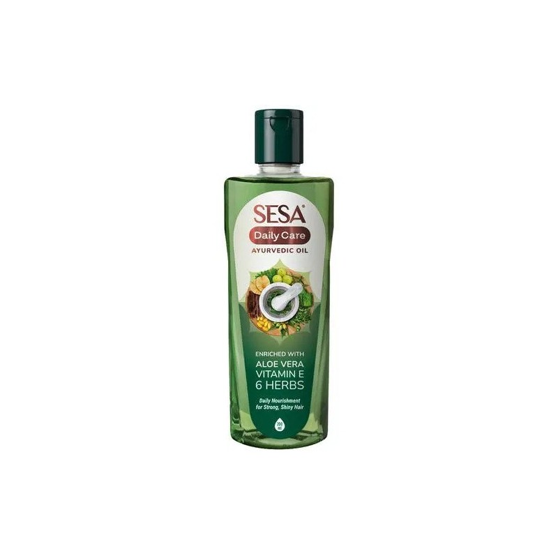 Ayurvedic hair oil with aloe vera, vitamin E and 6 herbs for strong and shiny hair, Sesa, 100ml