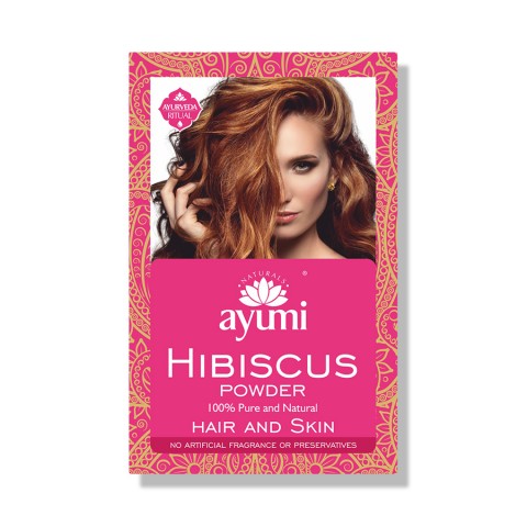 Hibiscus ziedlapiņu pulveris matiem un sejai, Ayumi, 100 g