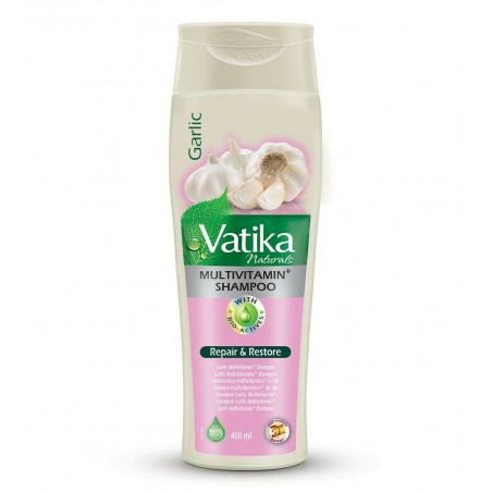 Šampūns ar ķiplokiem un multivitamīniem Repair&Restore, Dabur Vatika, 400 ml
