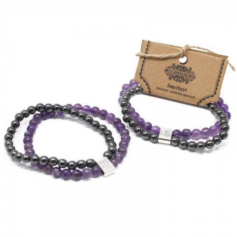 Magnetic double bracelet for peace and clarity Amethyst