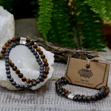 Magnetic double bracelet for confidence and strength Tiger Eye