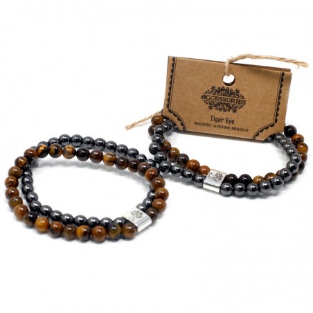 Magnetic double bracelet for confidence and strength Tiger Eye