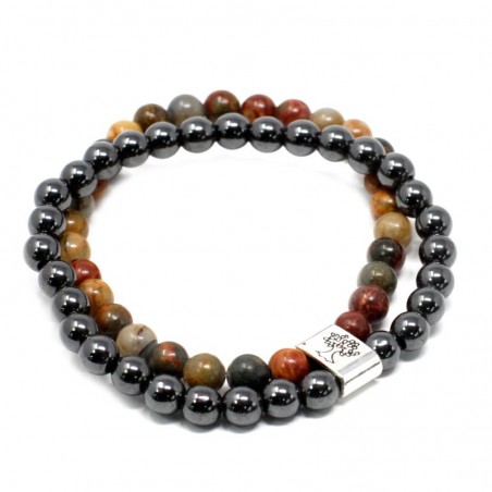 Magnetic double bracelet for encouragement and discipline Picasso Jasper