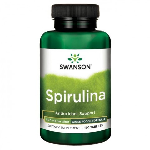 Spirulīna, Swanson, 500 mg, 180 tabletes