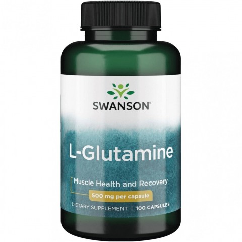 L-glutamīns, Swanson, 500 mg, 100 kapsulas