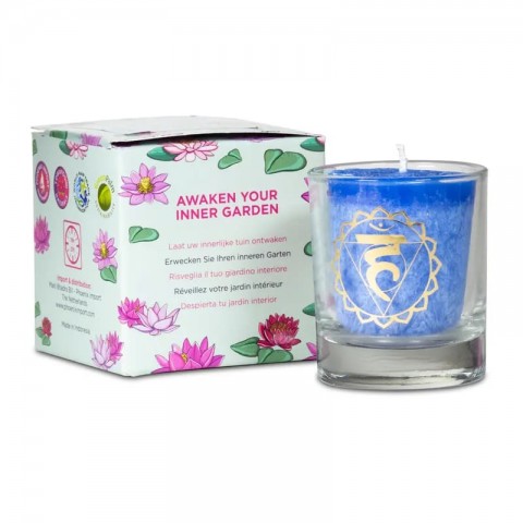 Scented 5th Chakra candle in Vishudda gift box, Yogi Yogini