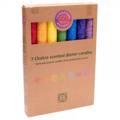 Scented dinner candles chakra set of 7, Yogi Yogini, 21cm