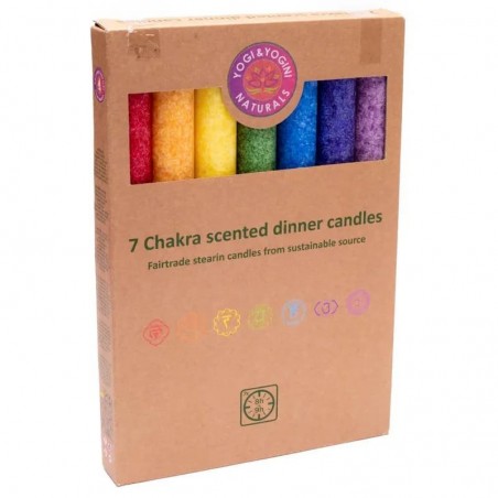 Scented dinner candles chakra set of 7, Yogi Yogini, 21cm