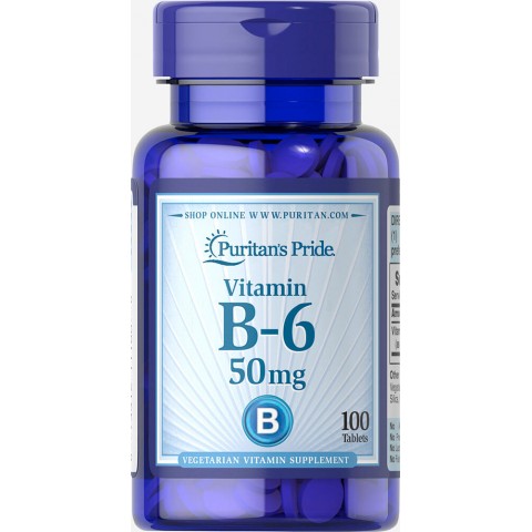 B-6 vitamīns, Puritan's Pride, 50 mg, 100 tabletes