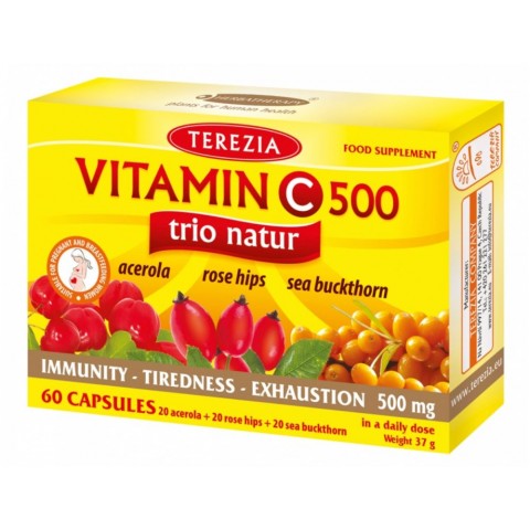 C vitamīns Natur Trio, 500mg, Terezija, 60 kapsulas