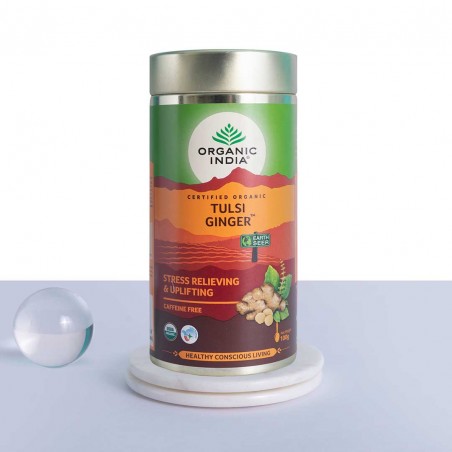 Ajūrvēdas tēja Tulsi ingvers, birstoša, Organic India, 100g