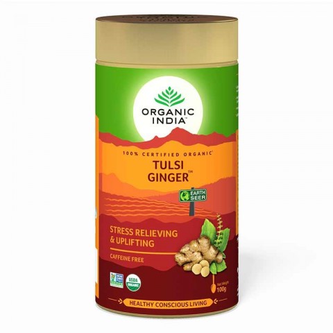Ajūrvēdas tēja Tulsi ingvers, birstoša, Organic India, 100g