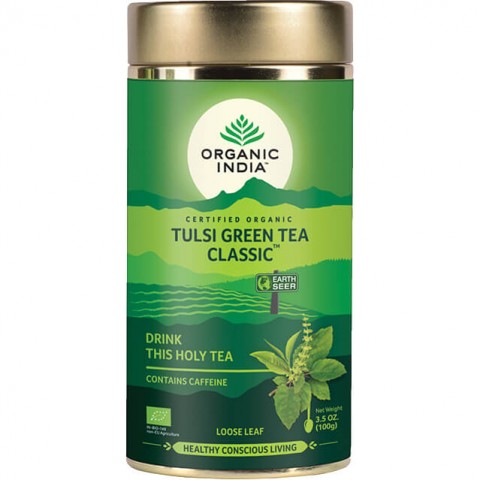 Ajūrvēdas zaļā tēja Tulsi Green Tea Classic, beramā, Organic India, 100g