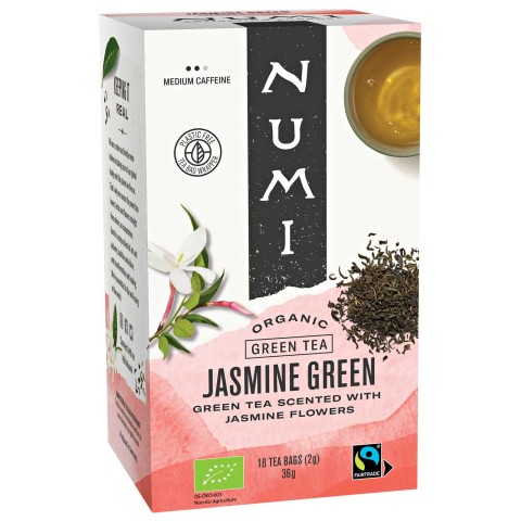 Zaļā tēja ar jasmīnu ziediem, organiska, Numi Tea, 18 paciņas